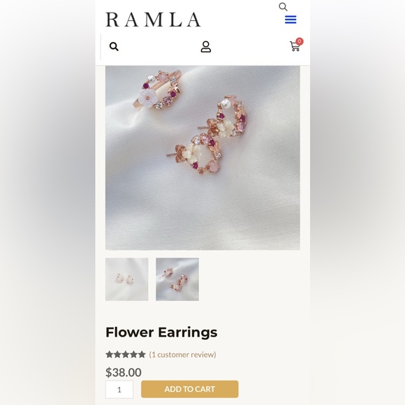 RAMLA 18K Rose Gold Plated Flower Earrings; Stainless Steel/Waterproof; NIP - Picture 3 of 8